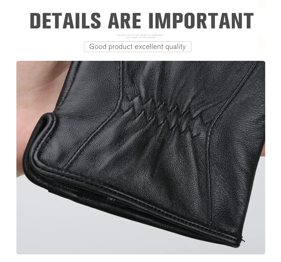 Men's Sheepskin Gloves Winter Warm Plus Velvet Short Thin Driving Color Leather Gloves New High-End Winter Gloves for Men -8025Y