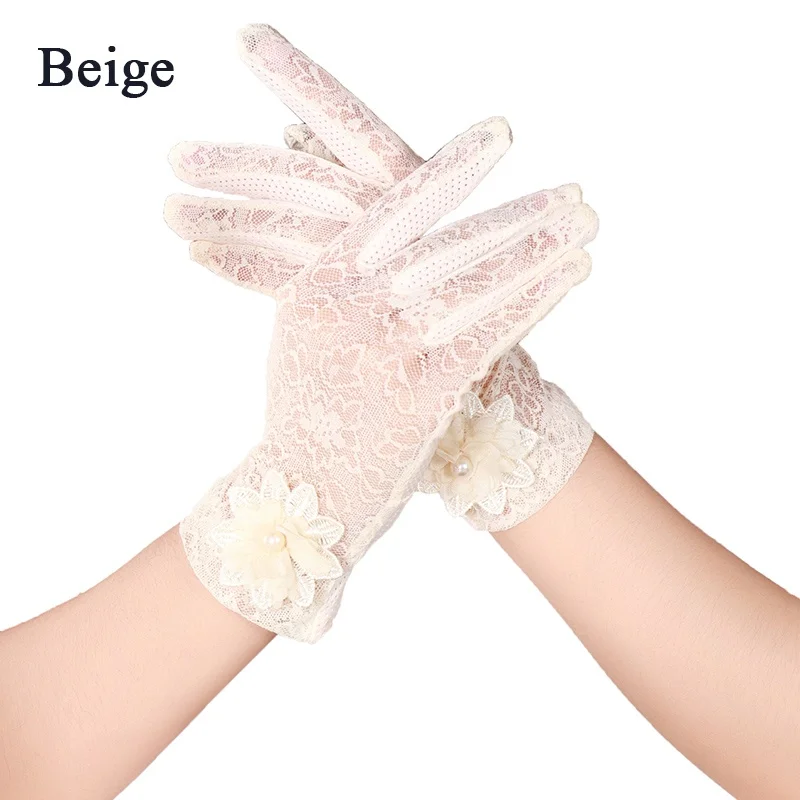 Rimiut Fashion Lace Flower Women Gloves Breathable Wedding or Driving Decor Gloves for Women Female Waiter Gloves Touch Screen