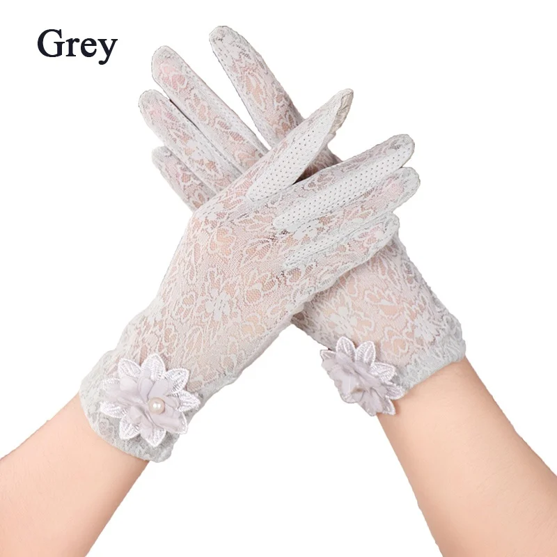 Rimiut Fashion Lace Flower Women Gloves Breathable Wedding or Driving Decor Gloves for Women Female Waiter Gloves Touch Screen