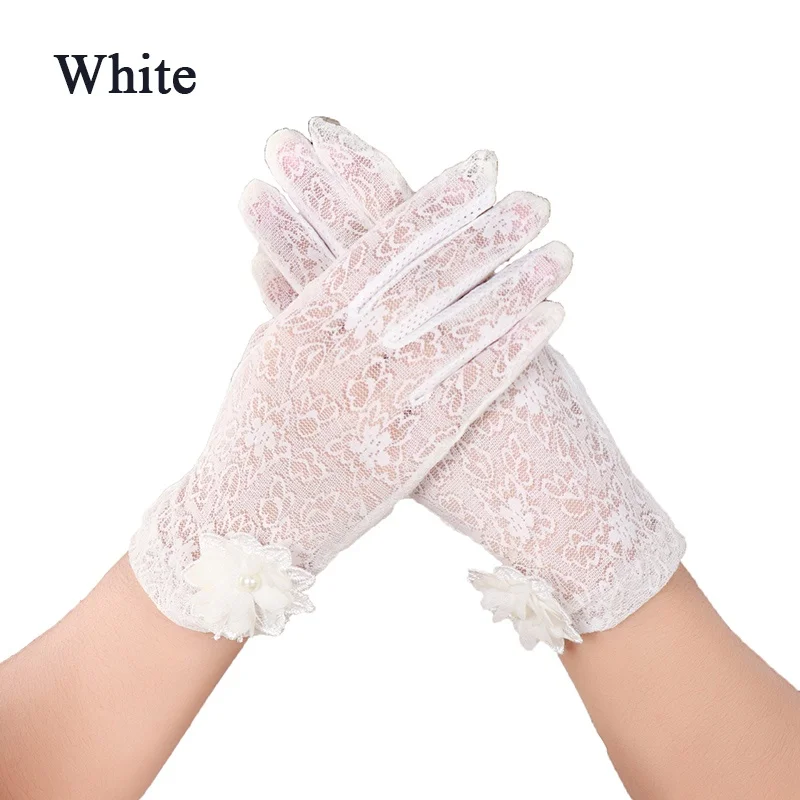 Rimiut Fashion Lace Flower Women Gloves Breathable Wedding or Driving Decor Gloves for Women Female Waiter Gloves Touch Screen