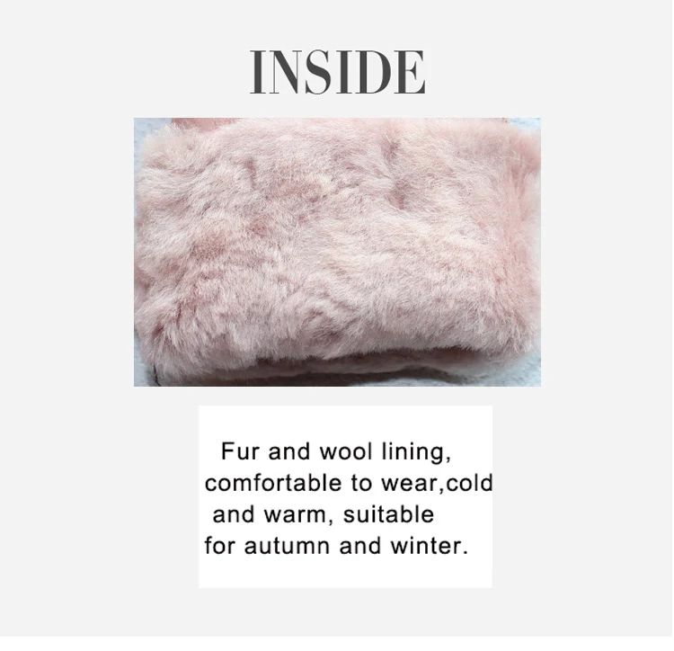 New Women's Fur All-in-One Sheepskin Gloves Leather Color Warm Winter Wool Lining Wind and Cold Gloves