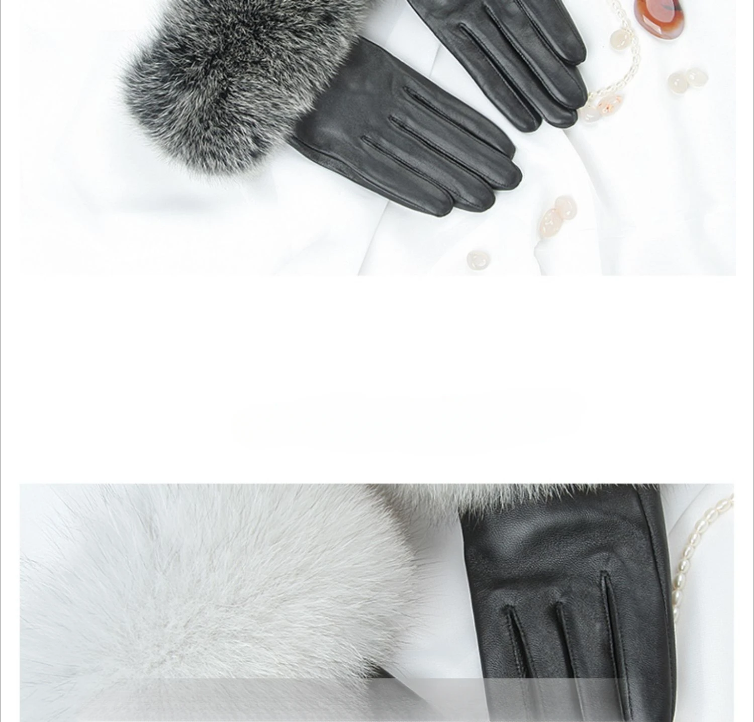 Sheepskin Natural Fox Fur Trimming Gloves Women's Genuine Leather Wrist Warmer Glove Winter Warm Fashion Mittens Fleece Lining