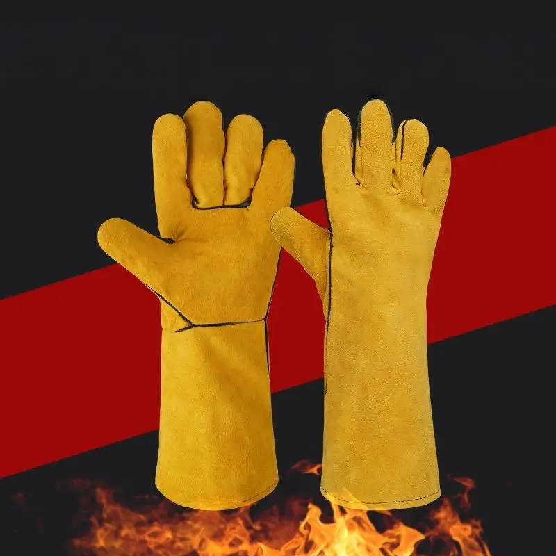 Hot Sale 1 Pair 40cm Safety Work Labor Glove Welding Gloves Heat Cut Resistant Insulated Custom Design Welding Leather Gloves