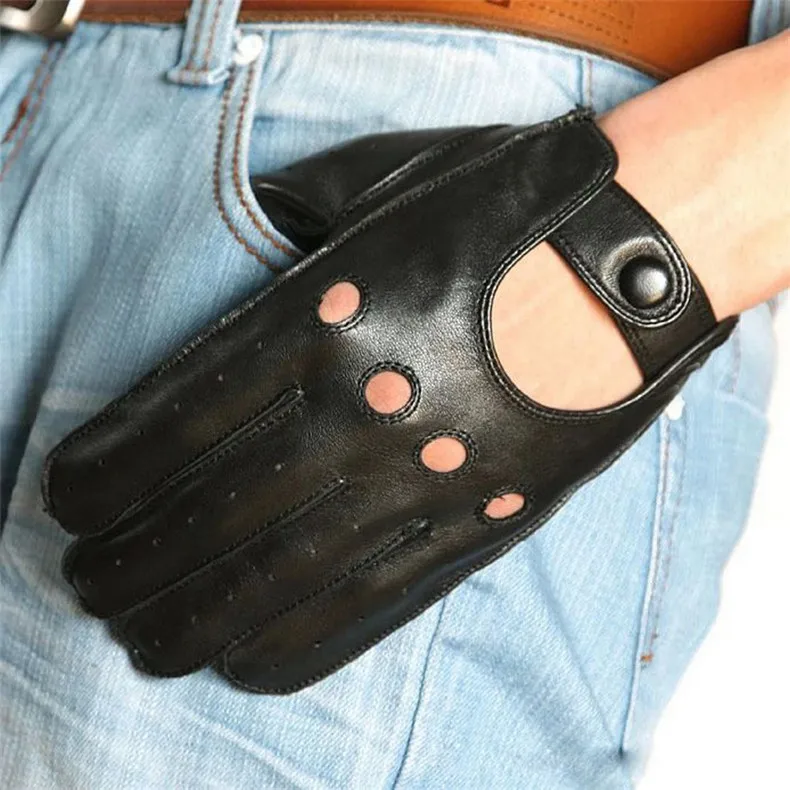 Real Leather Gloves Male Spring Autumn Lambskin Leisure Breathable Touchscreen Genuine Leather Sheepskin Men's Driving M023W