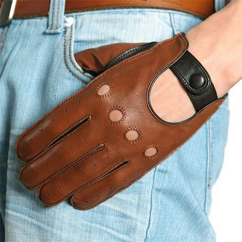 Real Leather Gloves Male Spring Autumn Lambskin Leisure Breathable Touchscreen Genuine Leather Sheepskin Men's Driving M023W