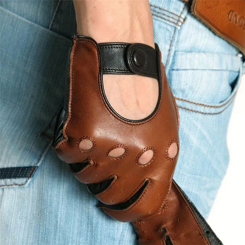 Real Leather Gloves Male Spring Autumn Lambskin Leisure Breathable Touchscreen Genuine Leather Sheepskin Men's Driving M023W