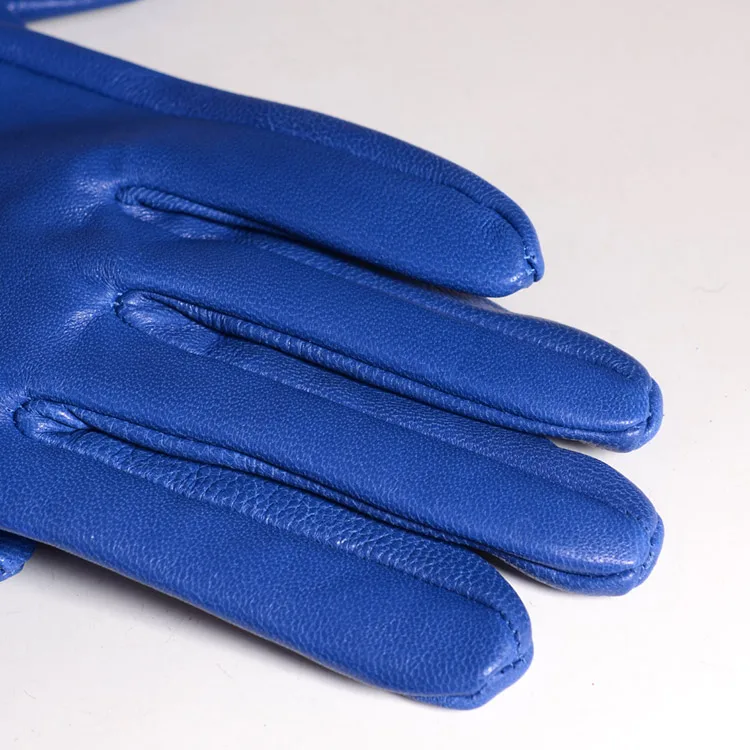 Men's Male 100% Real Leather Sheep Skin shrink Wrist Unlined Tactical Wrist Button Military Short Gloves