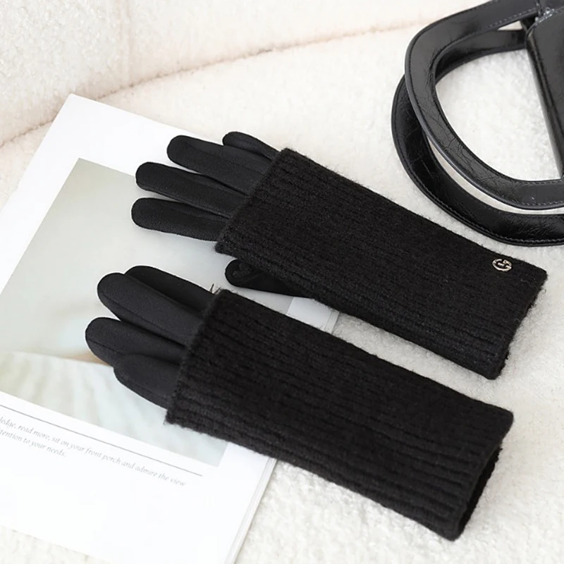 3 Ways to Wear Removable Winter Women Gloves Keep Warm Touch Screen Knitted Suede Solid Soft Add Velvet Not Bloated Prevent Cold