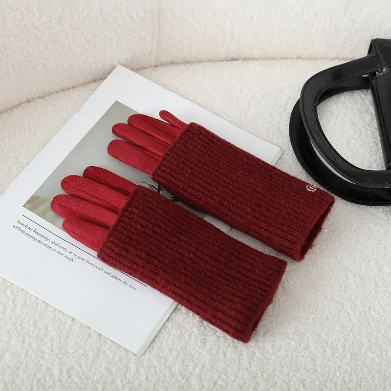 3 Ways to Wear Removable Winter Women Gloves Keep Warm Touch Screen Knitted Suede Solid Soft Add Velvet Not Bloated Prevent Cold