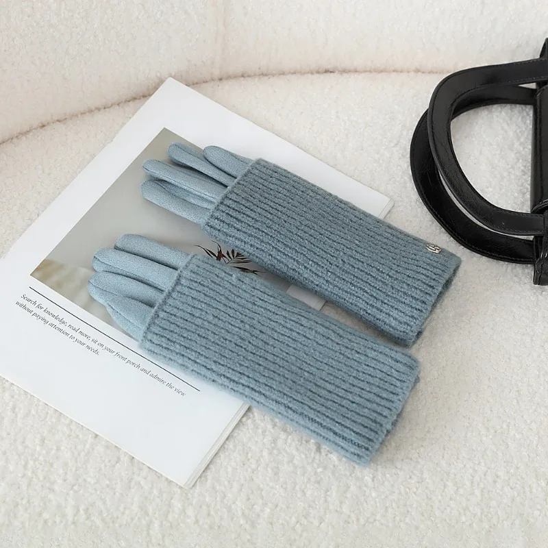 3 Ways to Wear Removable Winter Women Gloves Keep Warm Touch Screen Knitted Suede Solid Soft Add Velvet Not Bloated Prevent Cold