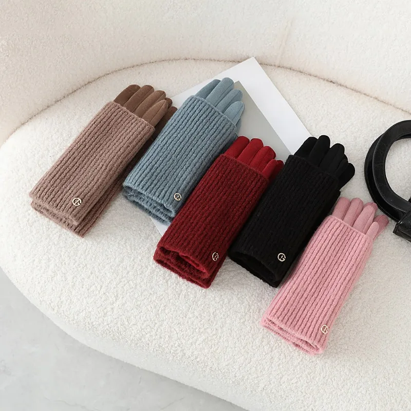 3 Ways to Wear Removable Winter Women Gloves Keep Warm Touch Screen Knitted Suede Solid Soft Add Velvet Not Bloated Prevent Cold