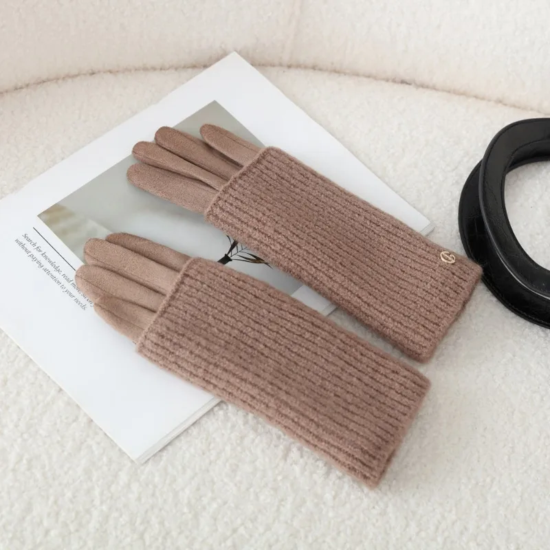 3 Ways to Wear Removable Winter Women Gloves Keep Warm Touch Screen Knitted Suede Solid Soft Add Velvet Not Bloated Prevent Cold
