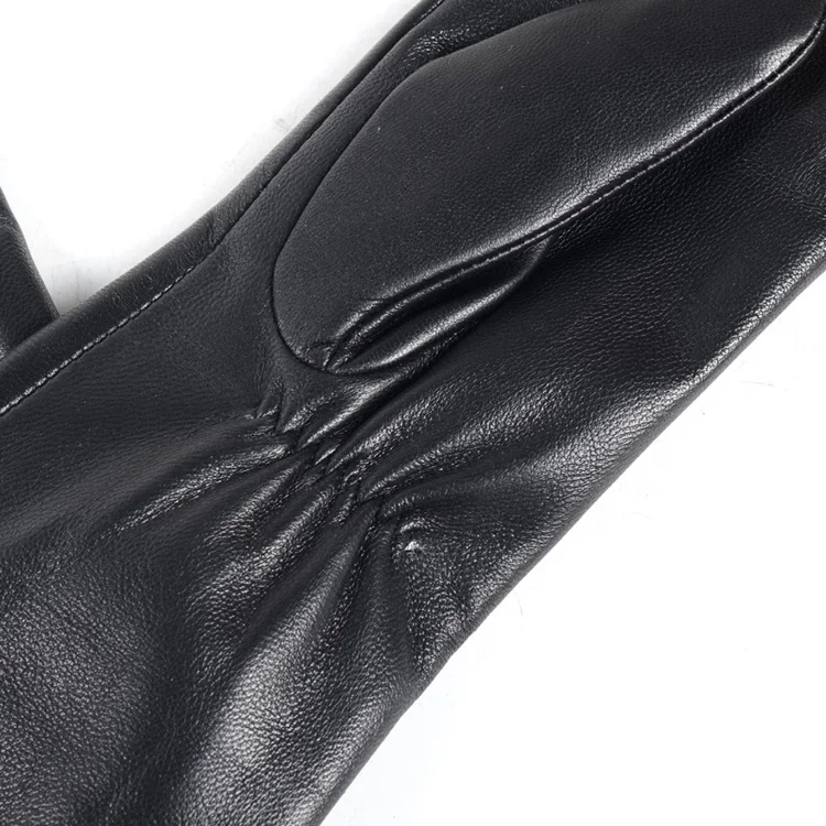 Long Gloves Women European/American Fashion Genuine Leather Thin Contrast Color Lambskin Mittens Female Lined Two Tone Luvas