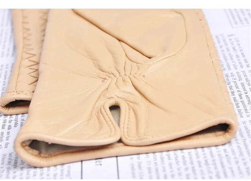 Women's Genuine Leather Gloves Female Handmade Woven Elegant Sheepskin Gloves Fashion Trend Nylon Lined L118NN-1