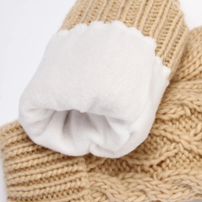 Women Fashion Knit Twist Flowers Mittens Winter Female Halter Neck Thicken Warm Youth Full Finger Gloves Girls Gift Outdoor Ski