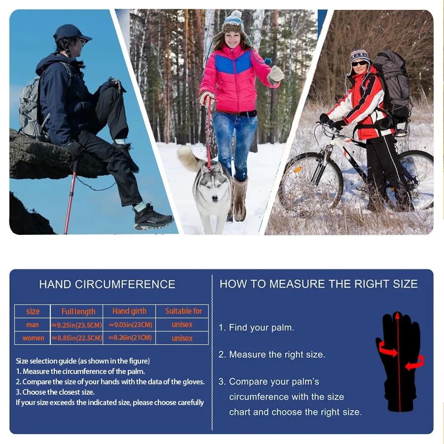 Winter Cycling Gloves for Men Women Warm Fleece Biking Glove for Riding Bicycle Gloves Waterproof Touchscreen Accessories