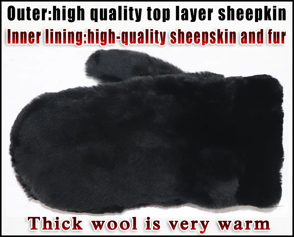 Mittens Ladies Leather Sheepskin Gloves Real Wool Winter Warm Fur Gloves Thickened Female Leather and Wool Integrated Gloveswind