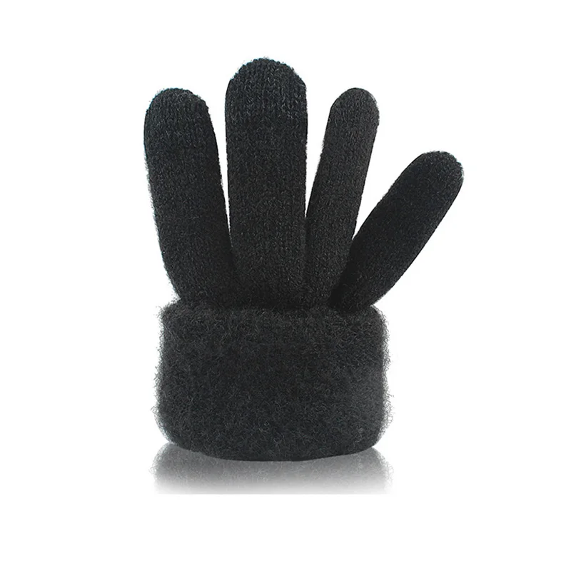Women Winter Thickening Cold-proof Outdoor Cycling Warm Touch Screen Knitted Woolen Gloves Fashion Solid Color Student