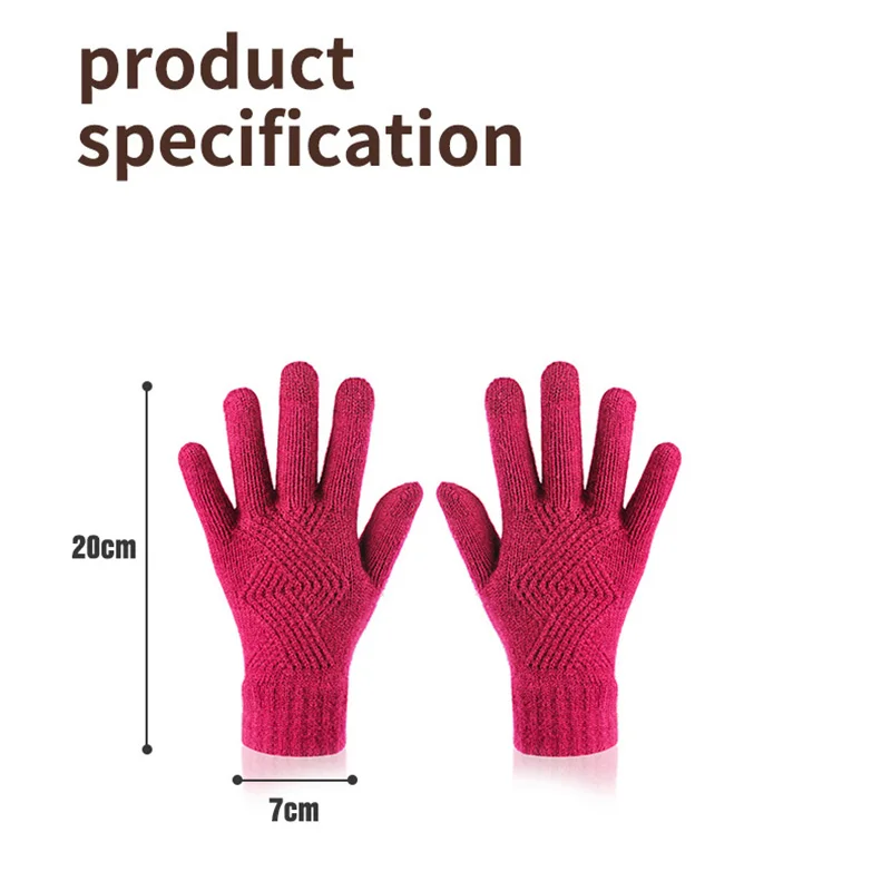 Women Winter Thickening Cold-proof Outdoor Cycling Warm Touch Screen Knitted Woolen Gloves Fashion Solid Color Student