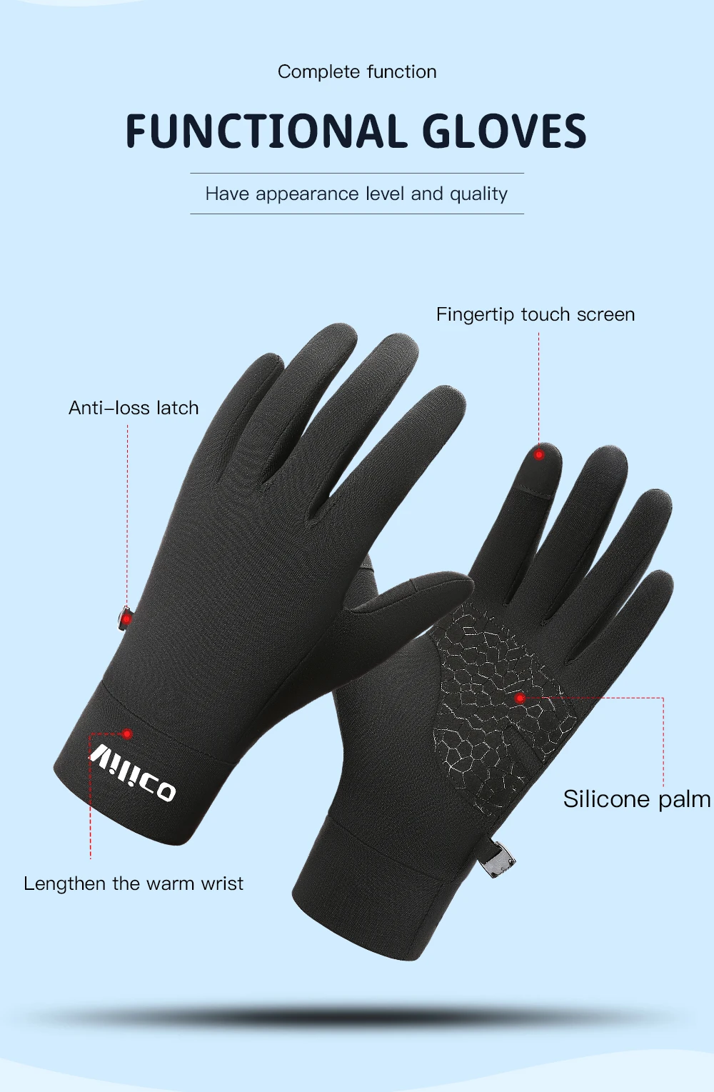 Outdoor Autumn And Winter Children'S Sports Running Cycling Touch Screen Warm Gloves With Plush Insulation For Cold Cycling