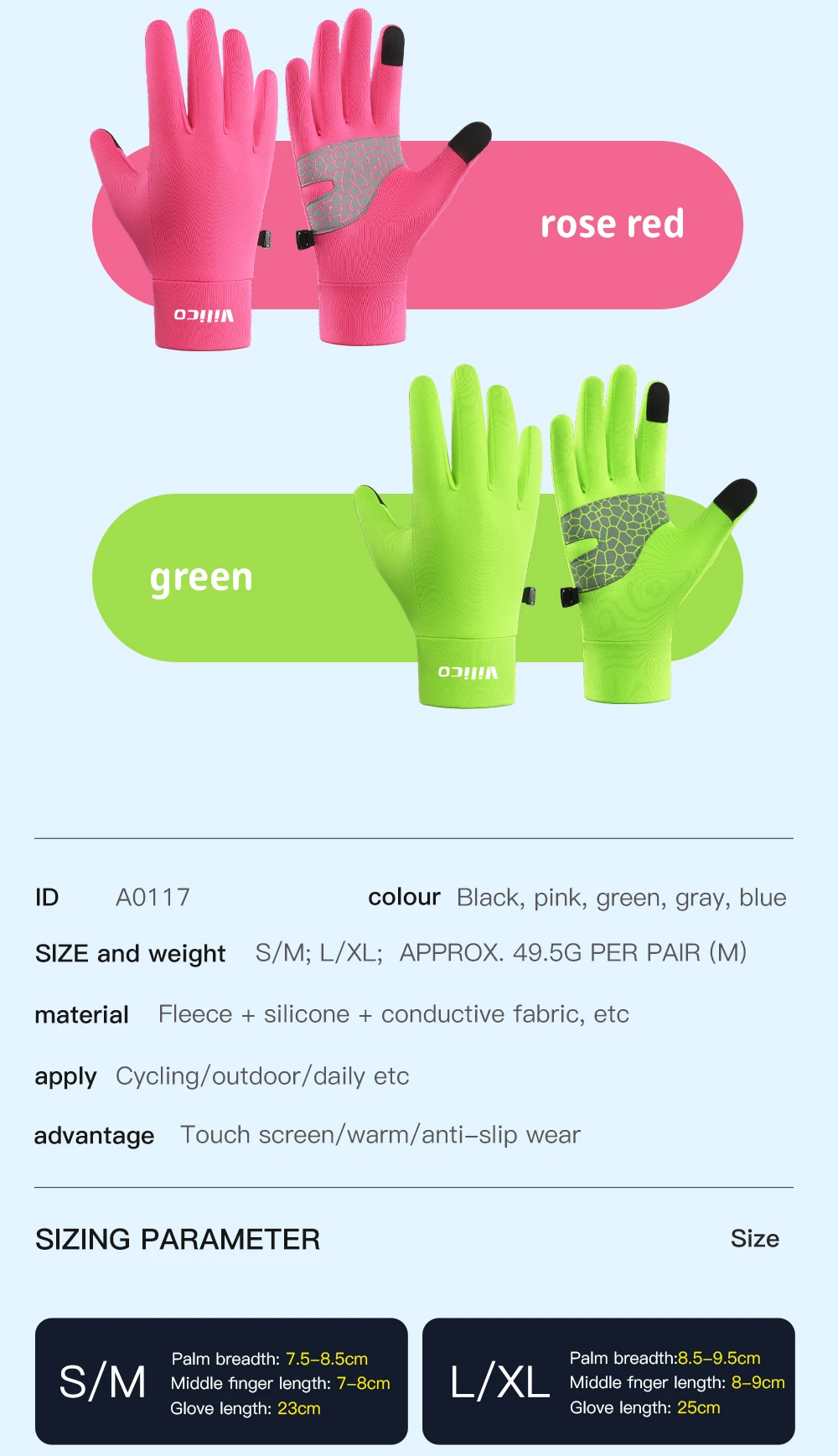 Outdoor Autumn And Winter Children'S Sports Running Cycling Touch Screen Warm Gloves With Plush Insulation For Cold Cycling
