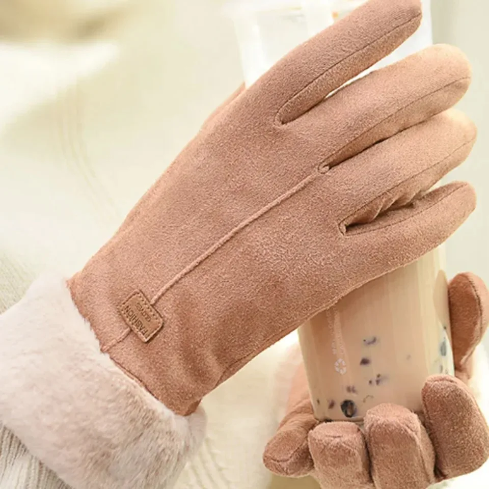 New Fashion Gloves Autumn Winter Cute Furry Warm Mitts Full Finger Mittens Women Outdoor Sport Female Gloves Screen