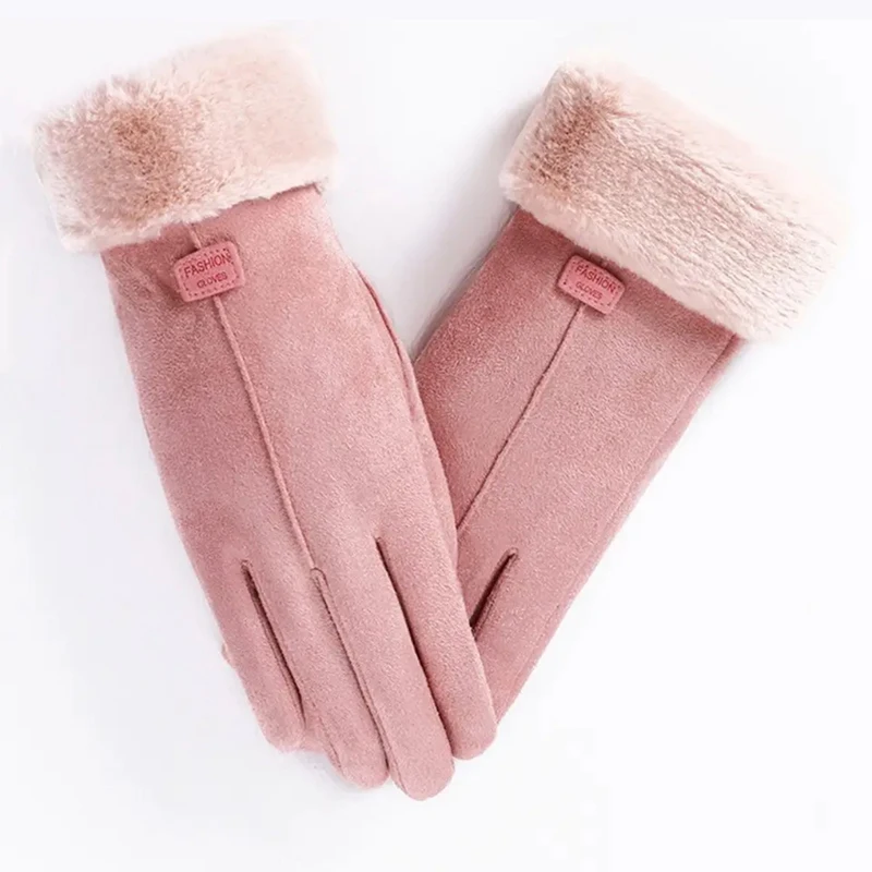 New Fashion Gloves Autumn Winter Cute Furry Warm Mitts Full Finger Mittens Women Outdoor Sport Female Gloves Screen