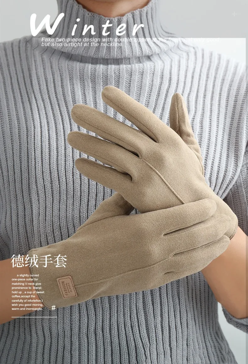 KayCrowne New Fashion Grace Gloves Men Winter Vintage Touch Screen Riding Driving Warm Windproof Full Finger Glove Mittens