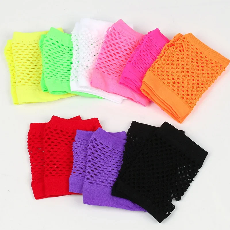 1Pair Black Fishnet Gloves Girl Sheer Mesh Mittens Gloves Adult Woman Disguise Rock Fancy Night Club Party Sexy Fashion Gloves