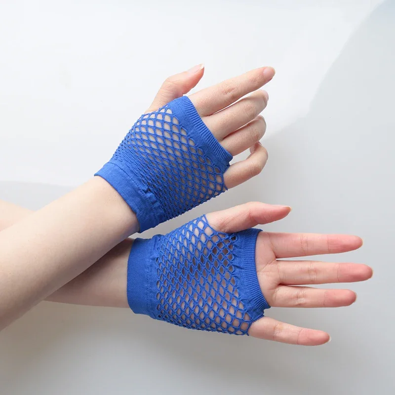 1Pair Black Fishnet Gloves Girl Sheer Mesh Mittens Gloves Adult Woman Disguise Rock Fancy Night Club Party Sexy Fashion Gloves