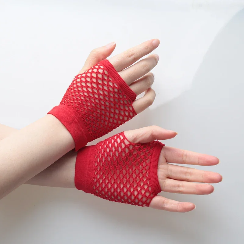 1Pair Black Fishnet Gloves Girl Sheer Mesh Mittens Gloves Adult Woman Disguise Rock Fancy Night Club Party Sexy Fashion Gloves