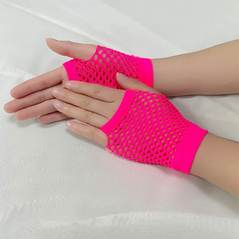 1Pair Black Fishnet Gloves Girl Sheer Mesh Mittens Gloves Adult Woman Disguise Rock Fancy Night Club Party Sexy Fashion Gloves