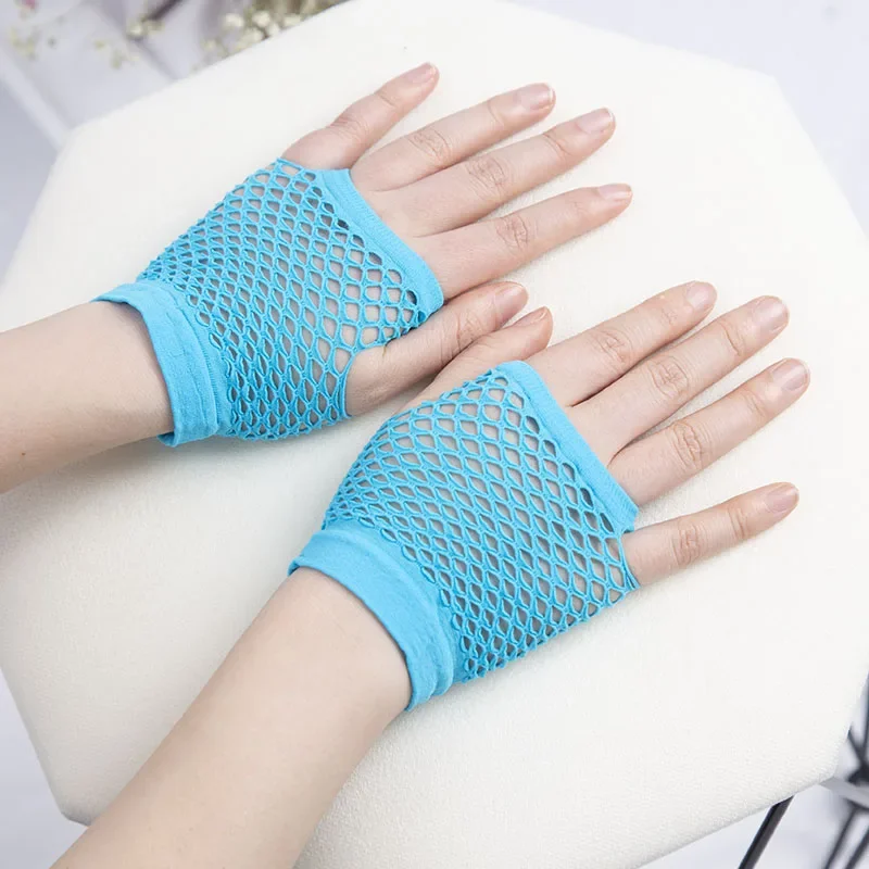 1Pair Black Fishnet Gloves Girl Sheer Mesh Mittens Gloves Adult Woman Disguise Rock Fancy Night Club Party Sexy Fashion Gloves