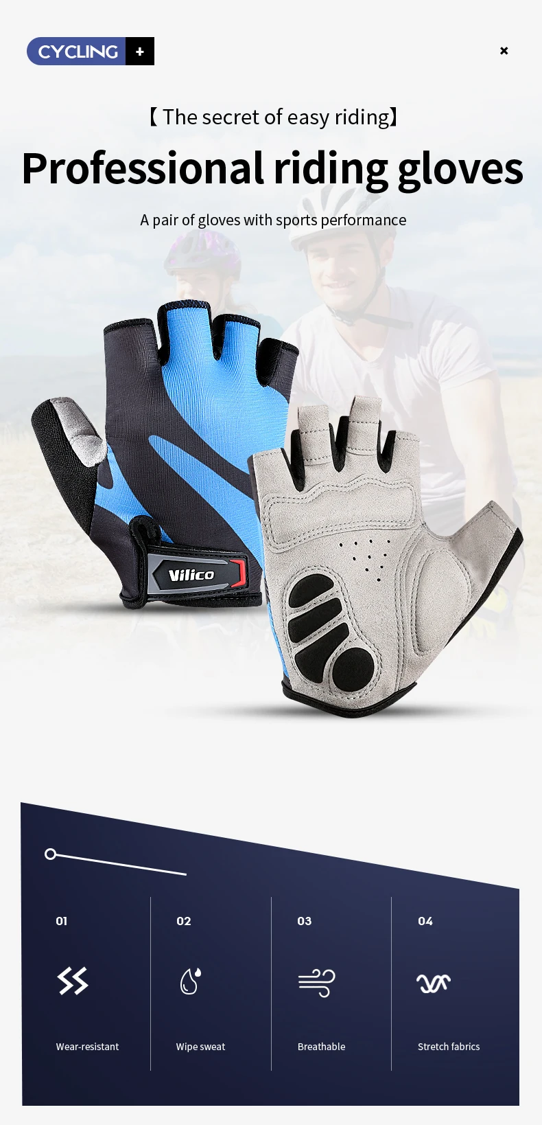 Half Finger Cycling Gloves Summer Bicycle Gloves Shock-absorption Breathable Mountain Bike MTB Gloves Cycling Accessories