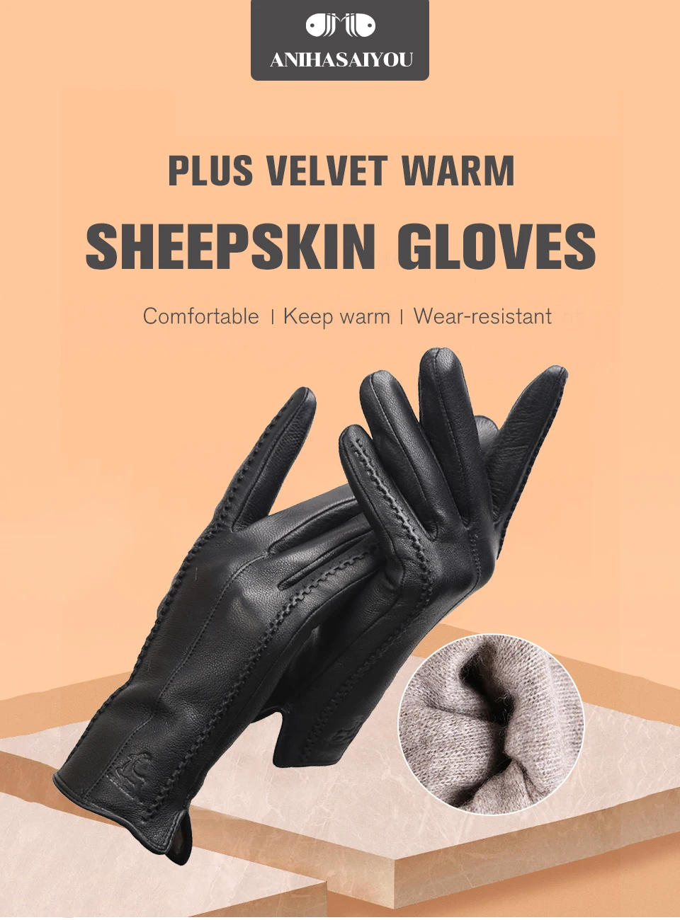 2024 Fashion Sheepskin Women's Gloves, Brand Women's Leather Gloves, Winter Outdoor Keep Warm Touch Gloves-2226F