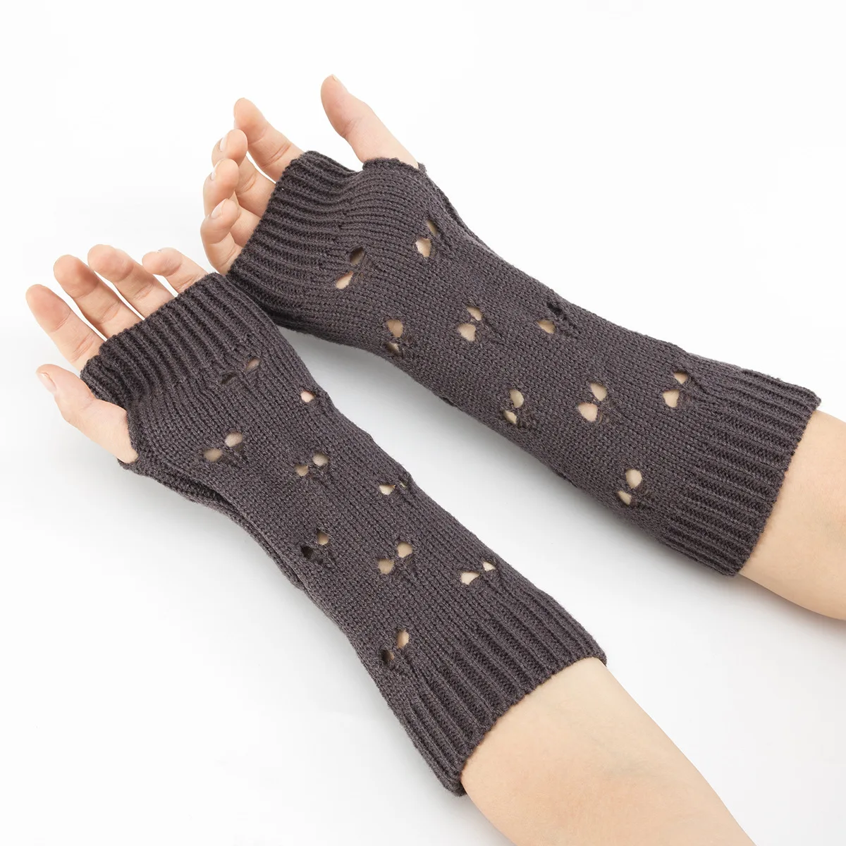 Women Stylish Hand Warmer Winter Gloves Arm Crochet Knitting Faux Wool Mitten Warm Jacquard Fingerless Glove Femme Women Gloves