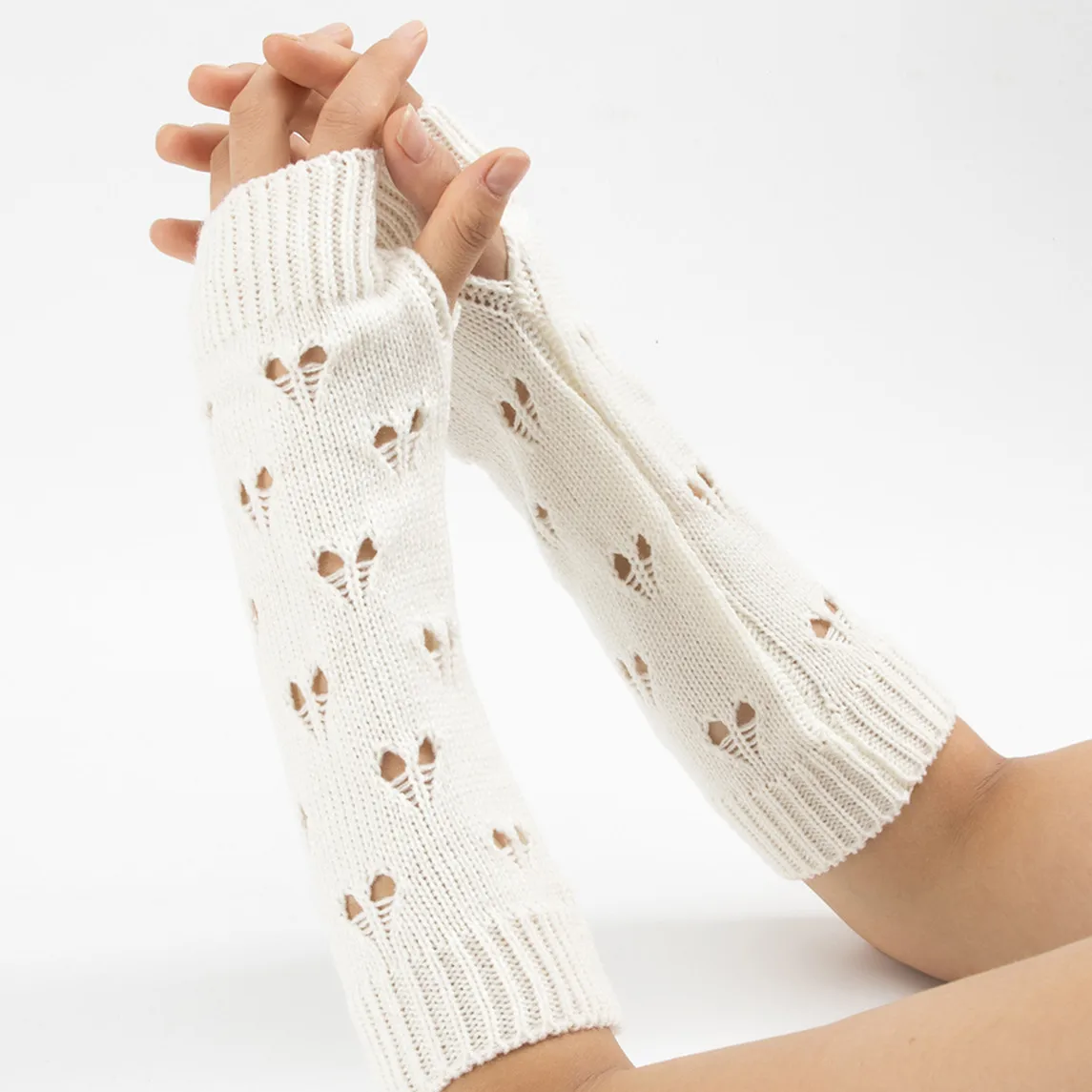 Women Stylish Hand Warmer Winter Gloves Arm Crochet Knitting Faux Wool Mitten Warm Jacquard Fingerless Glove Femme Women Gloves
