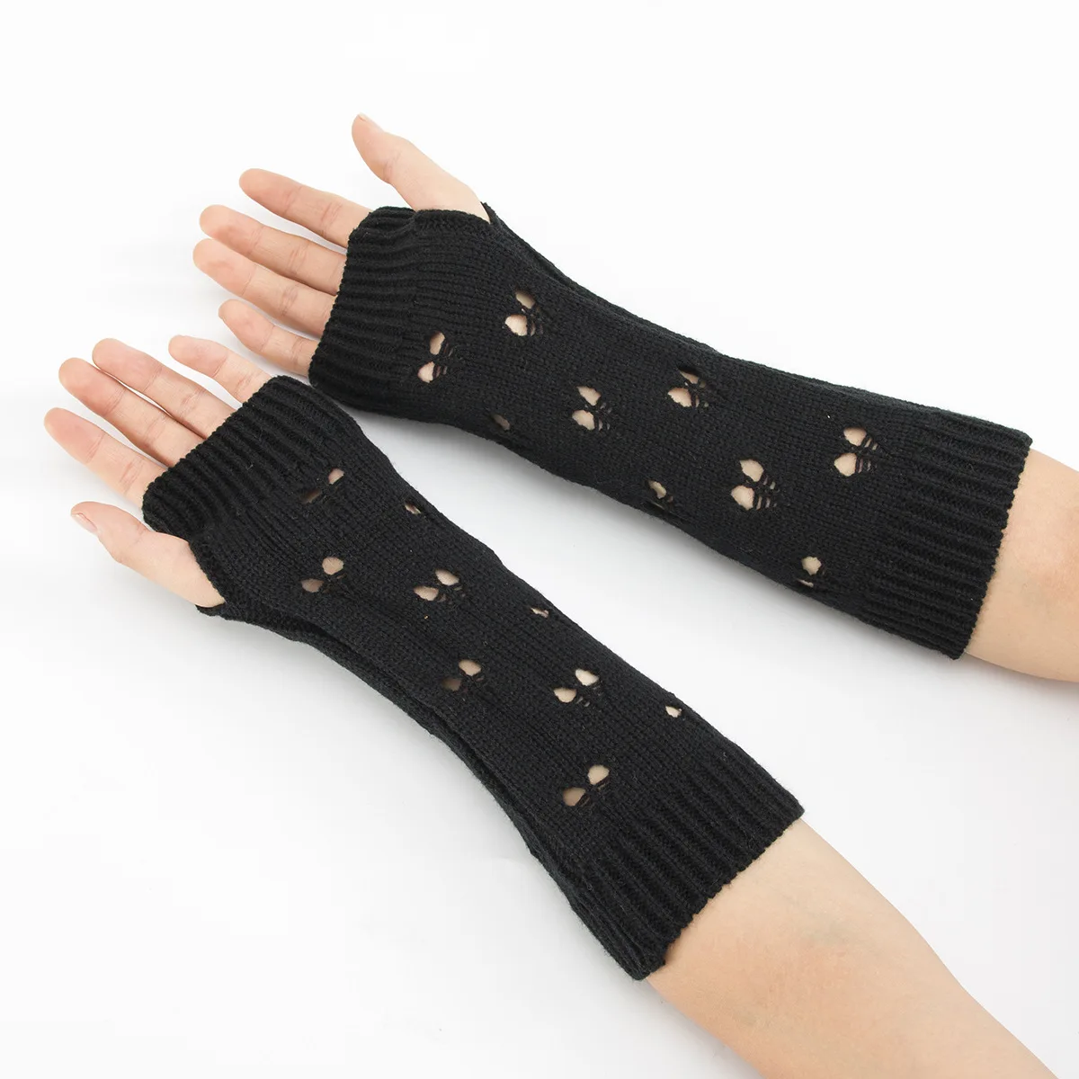 Women Stylish Hand Warmer Winter Gloves Arm Crochet Knitting Faux Wool Mitten Warm Jacquard Fingerless Glove Femme Women Gloves