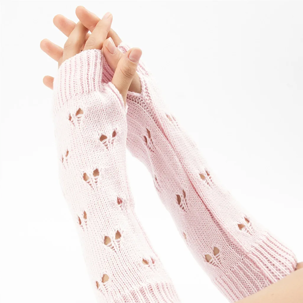 Women Stylish Hand Warmer Winter Gloves Arm Crochet Knitting Faux Wool Mitten Warm Jacquard Fingerless Glove Femme Women Gloves