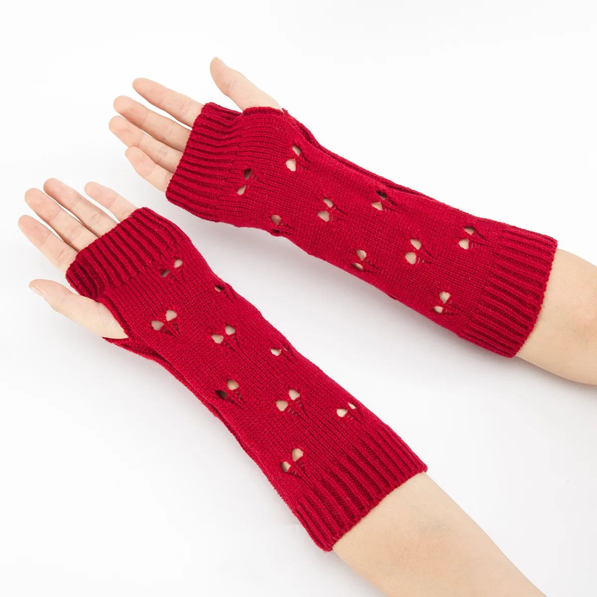 Women Stylish Hand Warmer Winter Gloves Arm Crochet Knitting Faux Wool Mitten Warm Jacquard Fingerless Glove Femme Women Gloves