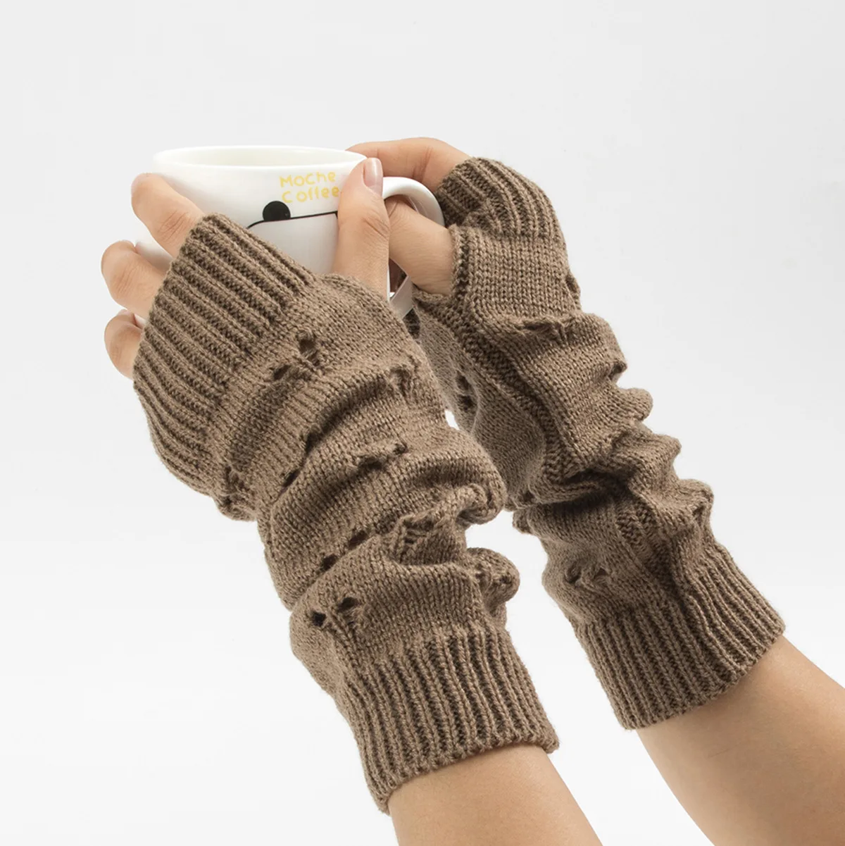 Women Stylish Hand Warmer Winter Gloves Arm Crochet Knitting Faux Wool Mitten Warm Jacquard Fingerless Glove Femme Women Gloves