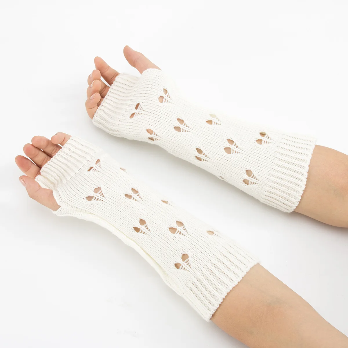 Women Stylish Hand Warmer Winter Gloves Arm Crochet Knitting Faux Wool Mitten Warm Jacquard Fingerless Glove Femme Women Gloves