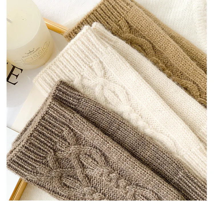 Women Stylish Hand Warmer Winter Gloves Arm Crochet Knitting Mitten Warm Fingerless Glove Twist Pattern Half Finger Gloves