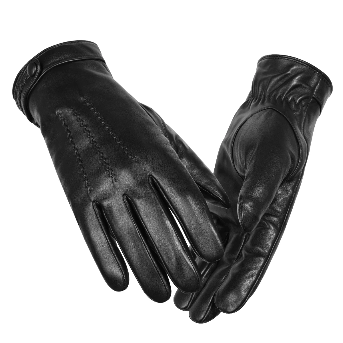 Sheepskin Genuine Leather Gloves Men Women Winter Warm Cashmere Lined Touchscreen Sport Gloves for Running Cycling Ski Driving