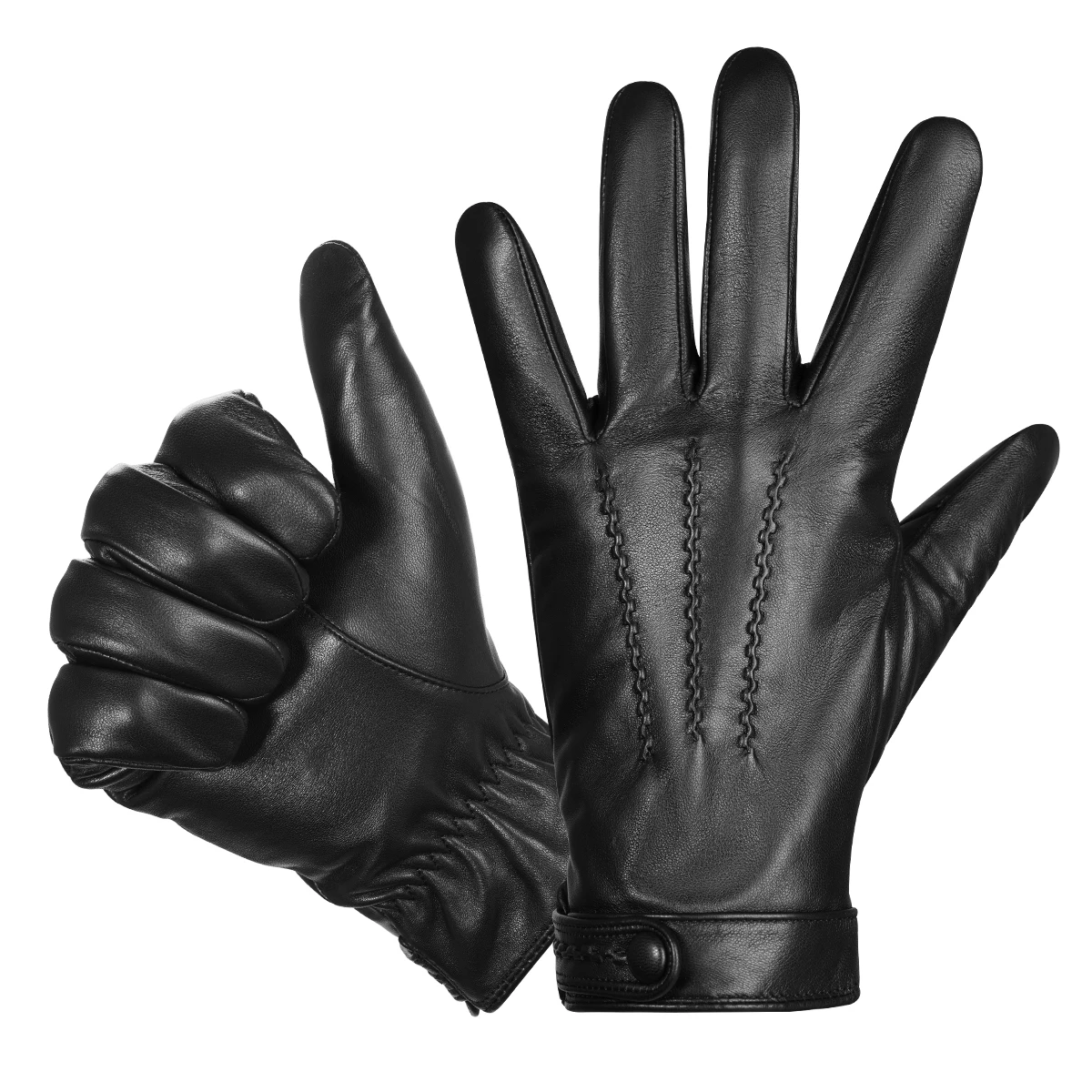 Sheepskin Genuine Leather Gloves Men Women Winter Warm Cashmere Lined Touchscreen Sport Gloves for Running Cycling Ski Driving
