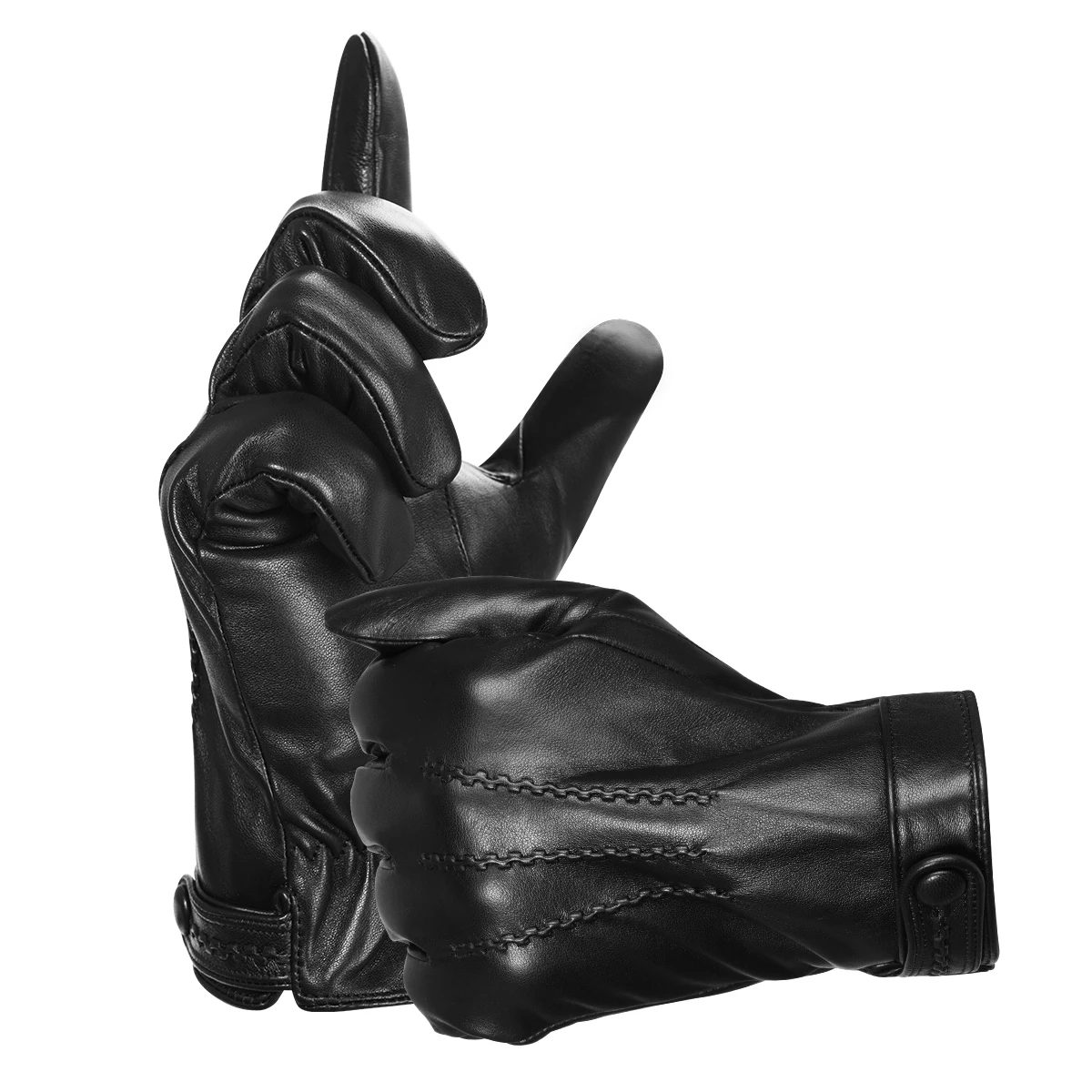 Sheepskin Genuine Leather Gloves Men Women Winter Warm Cashmere Lined Touchscreen Sport Gloves for Running Cycling Ski Driving