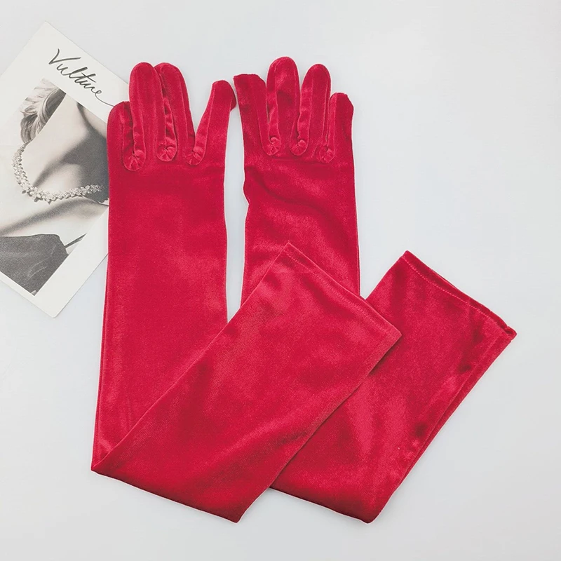 KayCrowne Fashion Luxury Velvet Warm Sexy Gloves Women Wedding Dinner Club Party Prom Dancing Dress Long Glove Mittens T245