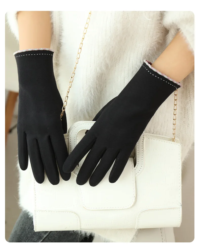 Simple Fashion Gloves Women Winter Vintage Full Finger Touch Screen Driving Cycling Warm Windproof Female Glove Mittens G060