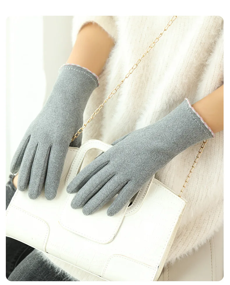 Simple Fashion Gloves Women Winter Vintage Full Finger Touch Screen Driving Cycling Warm Windproof Female Glove Mittens G060