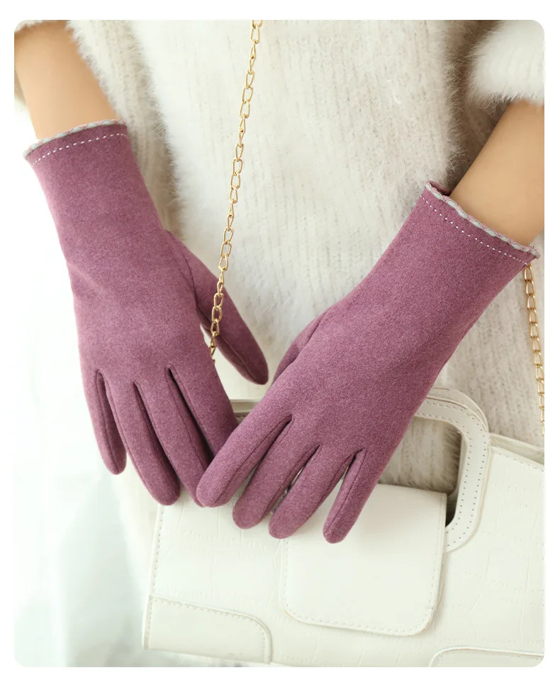 Simple Fashion Gloves Women Winter Vintage Full Finger Touch Screen Driving Cycling Warm Windproof Female Glove Mittens G060